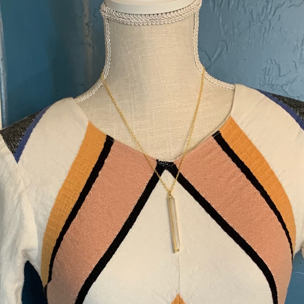 Raw Selenite Stick Dipped in 14K Gold Necklace - Picture 8 of 10